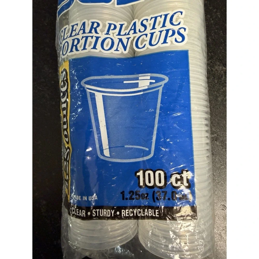SOLO Clear Plastic Portion Cups 1.25 oz TS125 Lot of 300 Cups New Sealed